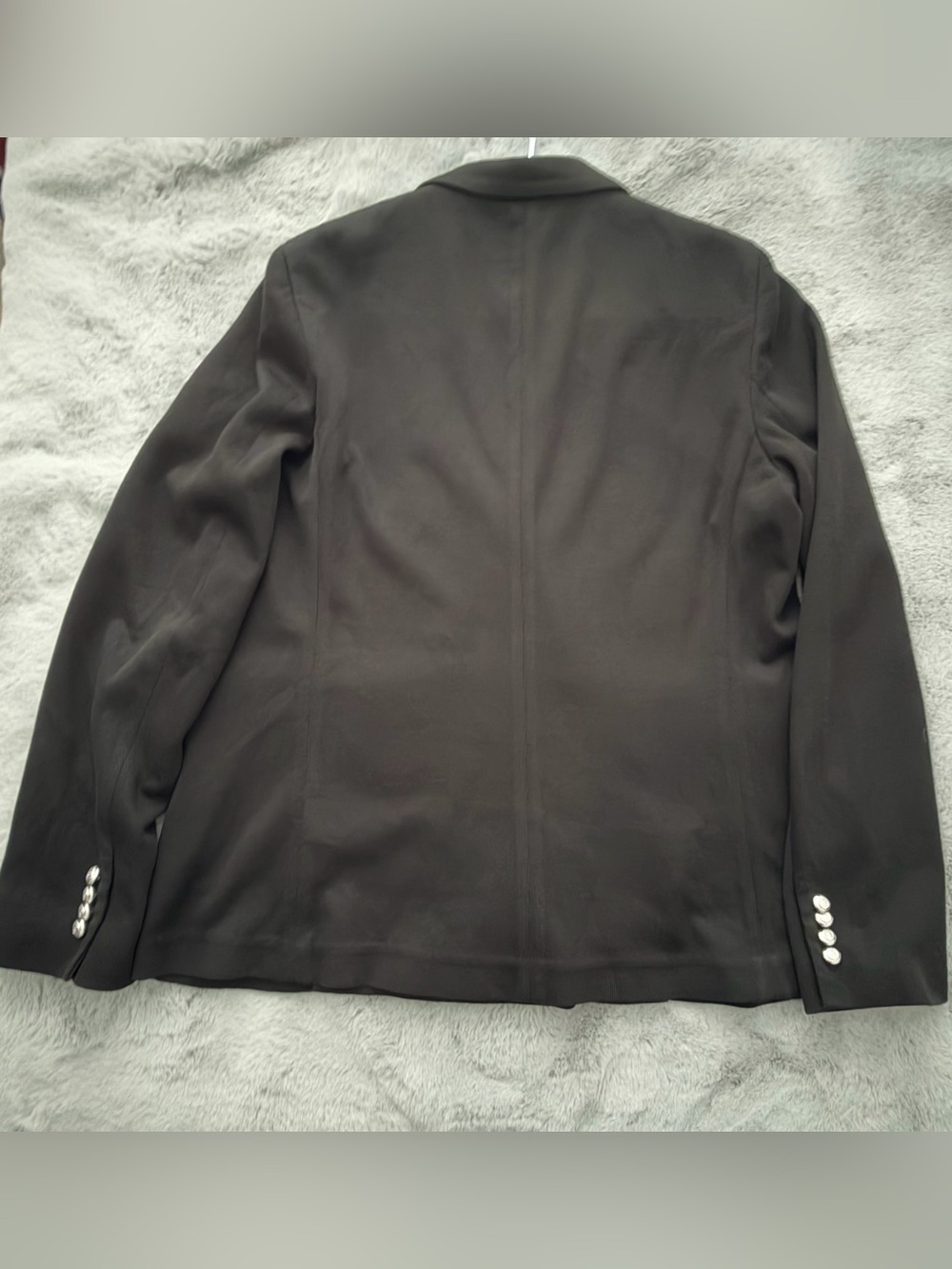 Polo Ralph Lauren Knit Double Breasted Blazer Jacket Black Silver Crest Size 16 - Picture 10 of 12